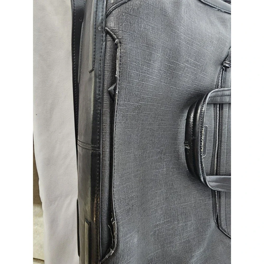 Tumi Briefcase Ashton Collins Zip Coated Canvas Textured Grey Laptop Case